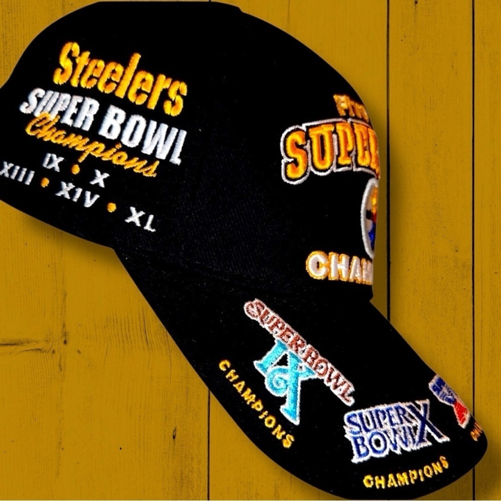 Vintage Reebok Pittsburgh Steelers 5 Time Super Bowl Champions Hat OSFA - Picture 6 of 16